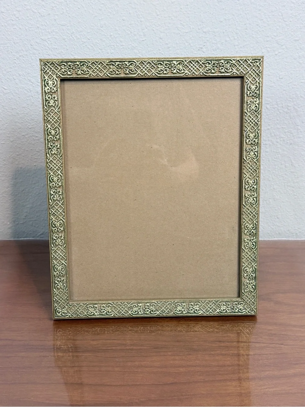 Vintage 70s Ornate Gold 8x10 Tabletop Picture Frame